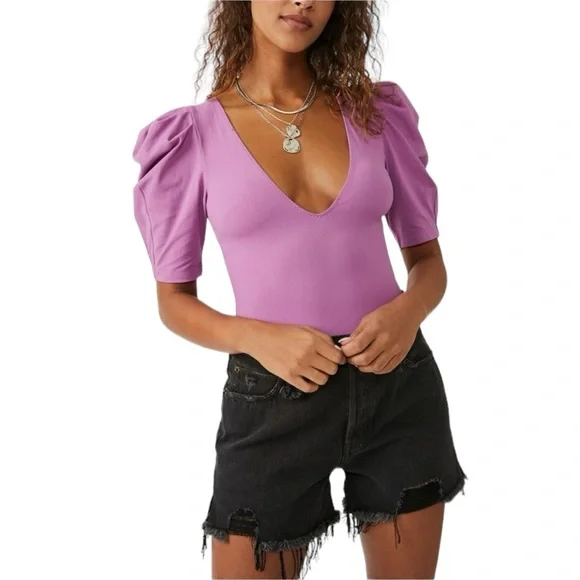 FREE PEOPLE Va Va Voop Bodysuit Wild Berry NWT Size Medium - Picture 3 of 11